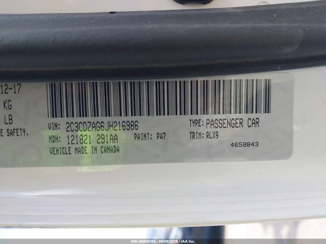 2018 Dodge Challenger Sxt Plus მანქანა იყიდება აუქციონზე, vin: 2C3CDZAG6JH216986, აუქციონის ნომერი: 46069390