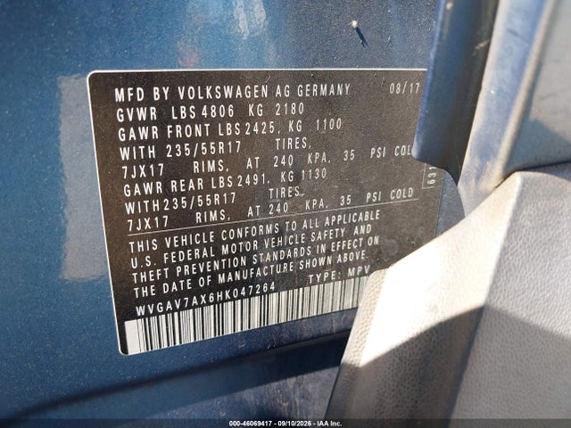 Продажа на аукционе авто 2017 Volkswagen Tiguan 2.0t/2.0t S, vin: WVGAV7AX6HK047264, номер лота: 46069417