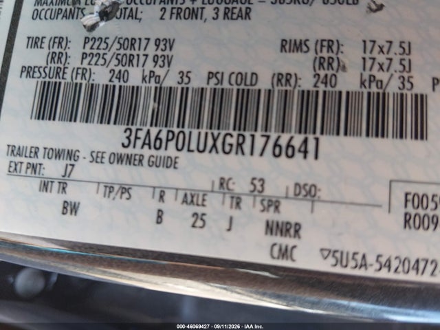 Ford Fusion Hybrid Se 2016 3FA6P0LUXGR176641 Image 9