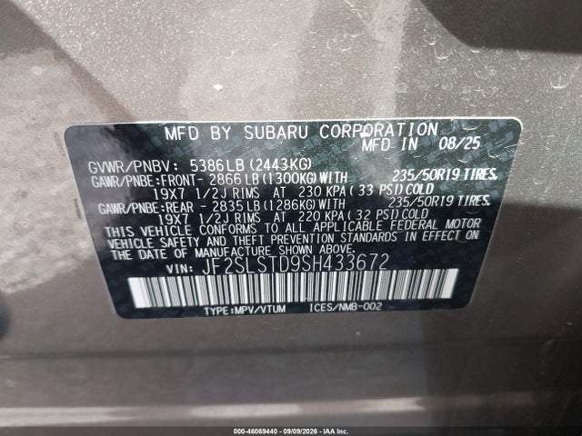 Aukcja sprzedaży 2025 Subaru Forester Touring Hybrid, vin: JF2SLSTD9SH433672, numer aukcji: 46069440