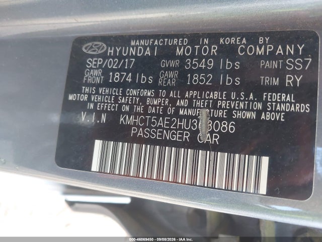 Hyundai ACCENT SE 2017 KMHCT5AE2HU363086 Image 9