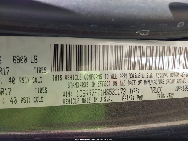 Auction sale of the 2017 Ram 1500 Tradesman  4x4 6'4 Box, vin: 1C6RR7FT1HS531173, lot number: 46069459