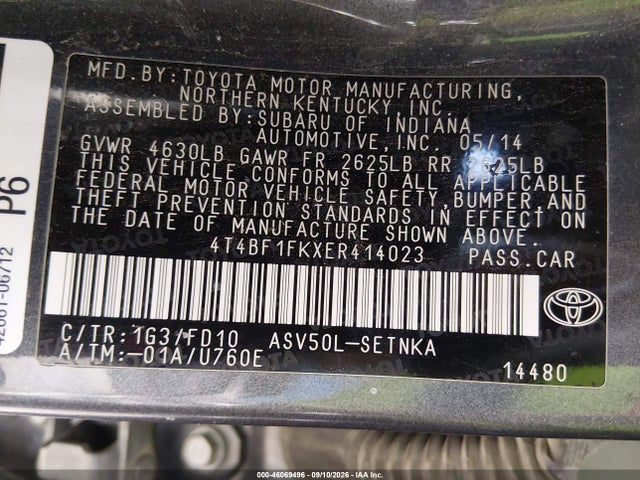 Toyota CAMRY LE 2014 4T4BF1FKXER414023 Image 9