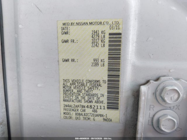 46069530 :رقم المزاد ، 1N4AL2AP7BN482111 vin ، 2011 Nissan Altima 2.5 S مزاد بيع