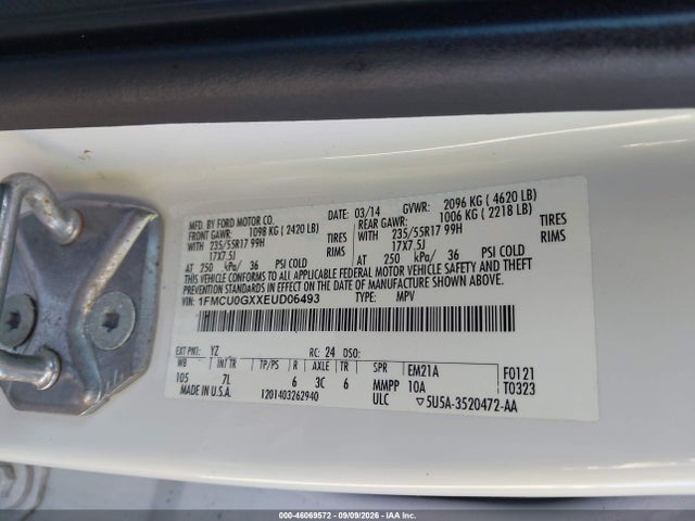 Ford ESCAPE SE 2014 1FMCU0GXXEUD06493 Image 9