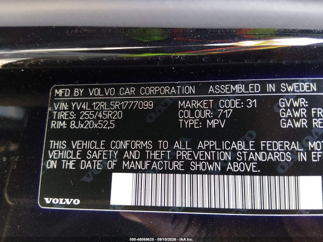 Продаж на аукціоні авто 2024 Volvo Xc60 B5 Plus Dark Theme, vin: YV4L12RL5R1777099, номер лоту: 46069625
