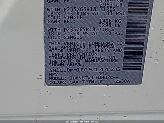 Продажа на аукционе авто 2014 Infiniti Qx60 Hybrid, vin: 5N1CL0MM1EC514426, номер лота: 46069643