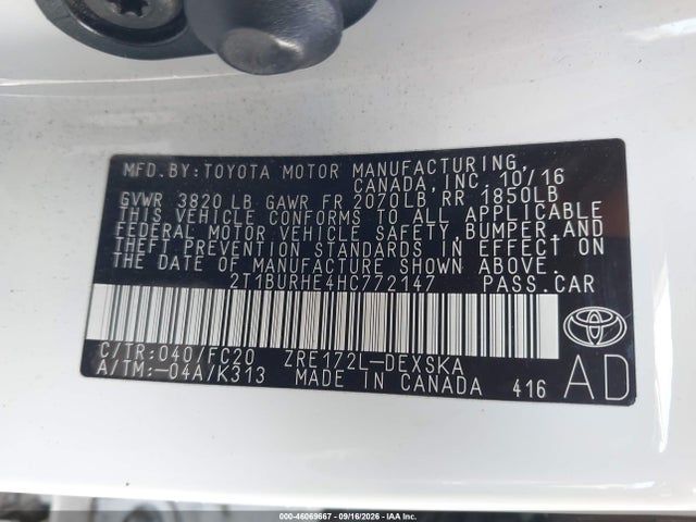 2017 Toyota Corolla Se მანქანა იყიდება აუქციონზე, vin: 2T1BURHE4HC772147, აუქციონის ნომერი: 46069667