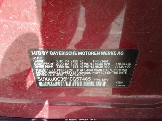 Продаж на аукціоні авто 2017 Bmw X6 Sdrive35i, vin: 5UXKU0C36H0G57465, номер лоту: 46069712