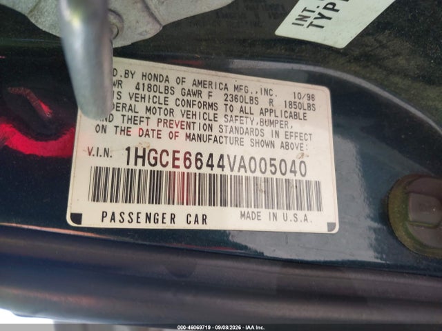 Aukcja sprzedaży 1997 Honda Accord Lx V6, vin: 1HGCE6644VA005040, numer aukcji: 46069719