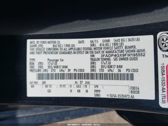 Ford FIESTA ST 2015 3FADP4GX9FM195552 Image 9