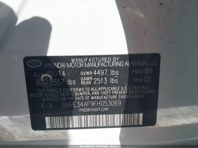 Aukcja sprzedaży 2015 Hyundai Sonata Sport, vin: 5NPE34AF9FH053069, numer aukcji: 46069739