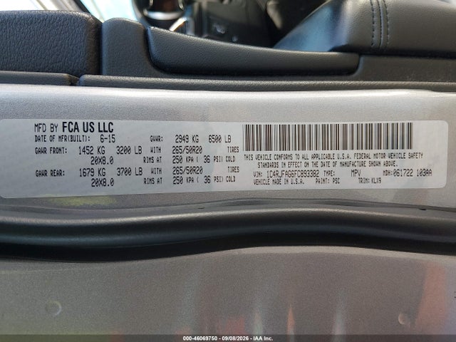 Aukcja sprzedaży 2015 Jeep Grand Cherokee Altitude, vin: 1C4RJFAG6FC893382, numer aukcji: 46069750
