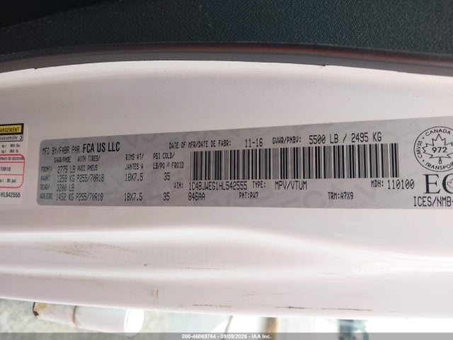 Продажа на аукционе авто 2017 Jeep Wrangler Unlimited Sahara, vin: 1C4BJWEG1HL542555, номер лота: 46069764
