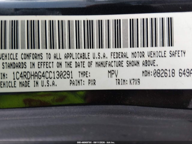 Продажа на аукционе авто 2012 Dodge Durango Sxt, vin: 1C4RDHAG4CC130291, номер лота: 46069785