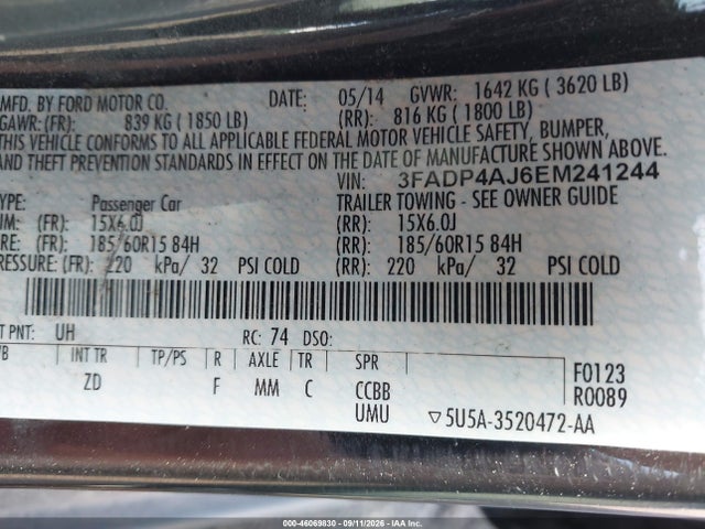 Ford FIESTA S 2014 3FADP4AJ6EM241244 Image 9