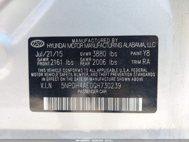 Hyundai ELANTRA SE 2016 5NPDH4AE0GH730239 Image 9