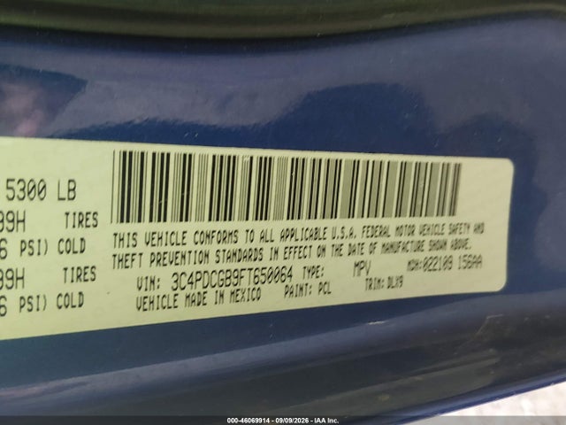 2015 Dodge Journey Crossroad მანქანა იყიდება აუქციონზე, vin: 3C4PDCGB9FT650064, აუქციონის ნომერი: 46069914