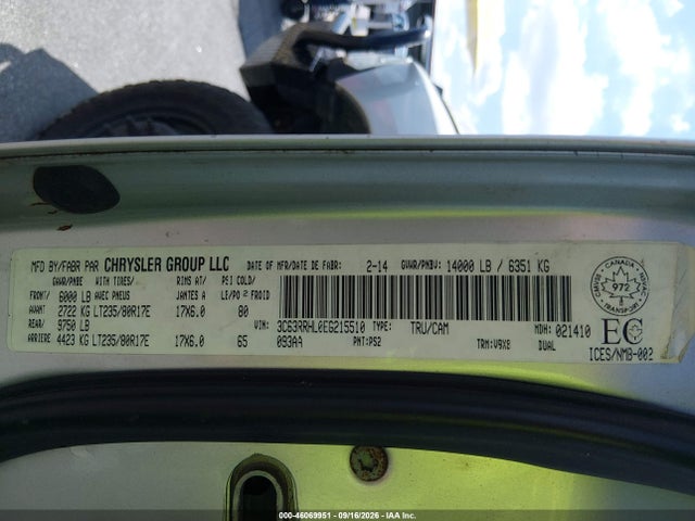 2014 Ram 3500 Slt მანქანა იყიდება აუქციონზე, vin: 3C63RRHL0EG215510, აუქციონის ნომერი: 46069951