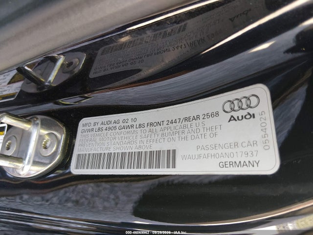 Продажа на аукционе авто 2010 Audi A5 2.0t Premium, vin: WAUJFAFH0AN017937, номер лота: 46069962
