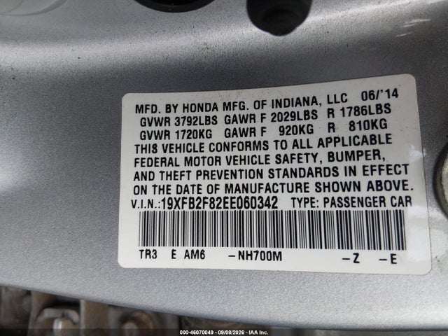 Honda CIVIC EX 2014 19XFB2F82EE060342 Image 9