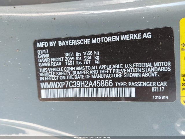 Продажа на аукционе авто 2017 Mini Hardtop Cooper S, vin: WMWXP7C39H2A45866, номер лота: 46070101
