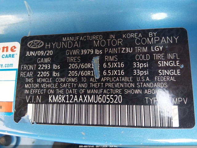 Hyundai Kona Se 2021 KM8K12AAXMU605520 Image 9