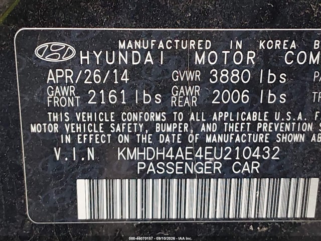 Hyundai ELANTRA SE 2014 KMHDH4AE4EU210432 Image 9