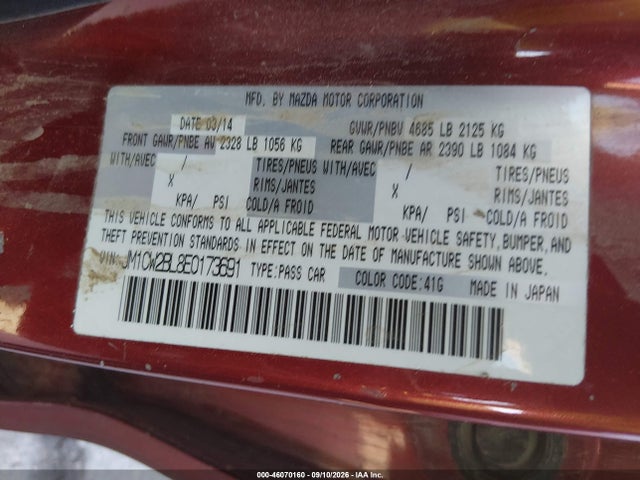 Продаж на аукціоні авто 2014 Mazda Mazda5 Sport, vin: JM1CW2BL8E0173691, номер лоту: 46070160