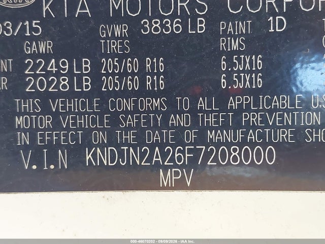 Aukcja sprzedaży 2015 Kia Soul, vin: KNDJN2A26F7208000, numer aukcji: 46070202