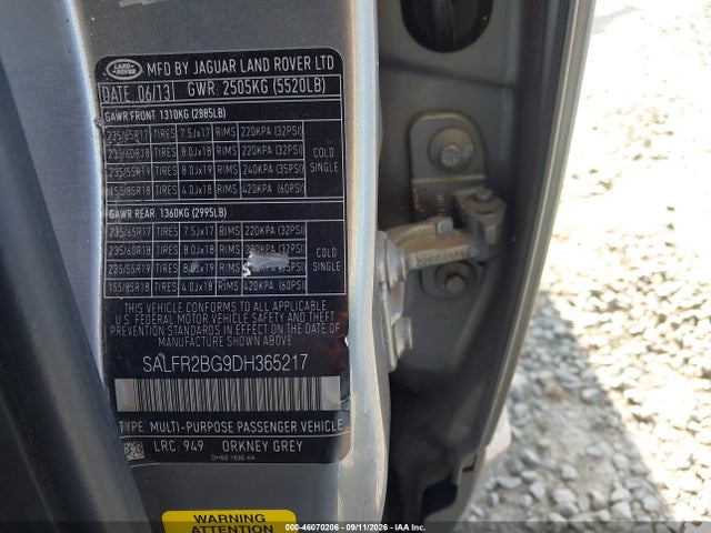 Aukcja sprzedaży 2013 Land Rover Lr2, vin: SALFR2BG9DH365217, numer aukcji: 46070206