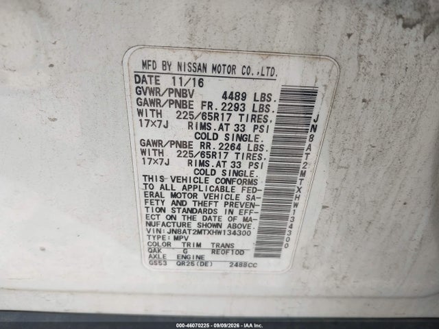Nissan ROGUE S 2017 JN8AT2MTXHW134300 Image 9