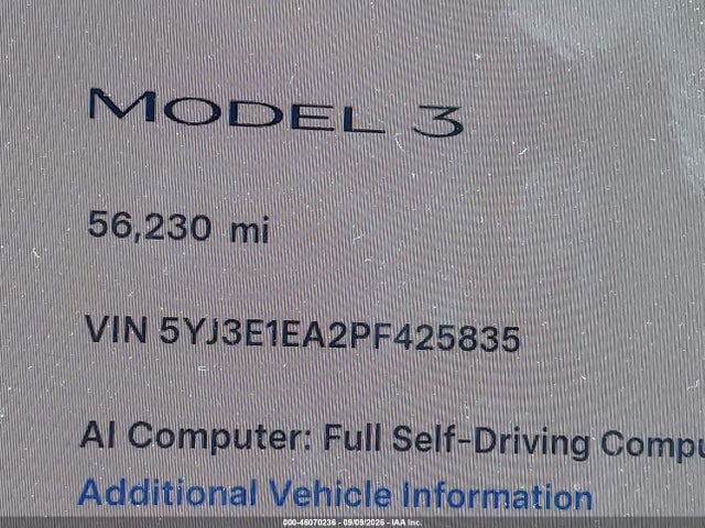 Продаж на аукціоні авто 2023 Tesla Model 3 Rear-wheel Drive, vin: 5YJ3E1EA2PF425835, номер лоту: 46070236