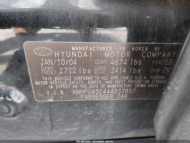 Продажа на аукционе авто 2004 Hyundai Xg350 L, vin: KMHFU45E44A337857, номер лота: 46070280