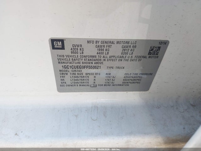 Продажа на аукционе авто 2015 Chevrolet Silverado 2500hd Wt, vin: 1GC1CUEG9FF550621, номер лота: 46070284