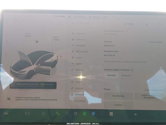 46070288 :رقم المزاد ، 5YJ3E1EA2SF117122 vin ، 2025 Tesla Model 3 Long Range Rear-wheel Drive/standard Rear-wheel Drive مزاد بيع
