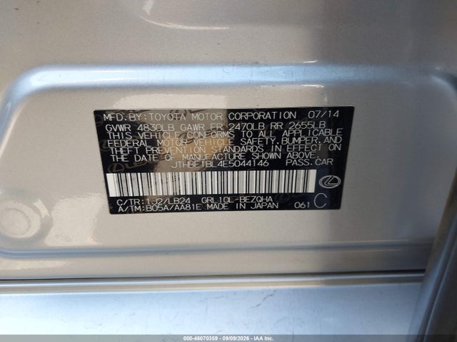 46070359 :رقم المزاد ، JTHBE1BL4E5044146 vin ، 2014 Lexus Gs 350 مزاد بيع