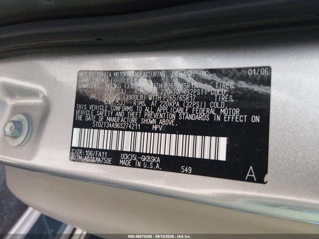 Продажа на аукционе авто 2006 Toyota Sequoia Sr5 V8, vin: 5TDZT34A96S274211, номер лота: 46070386