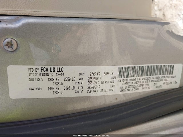 46070397 :رقم المزاد ، 2C4RDGCG5FR648297 vin ، 2015 Dodge Grand Caravan Sxt مزاد بيع