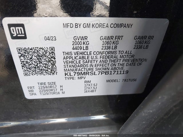 Продажа на аукционе авто 2023 Chevrolet Trailblazer Awd Lt, vin: KL79MRSL7PB171119, номер лота: 46070402