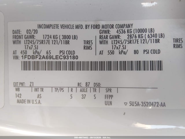 Ford F-250 Xl 2020 1FDBF2A69LEC93180 Image 9