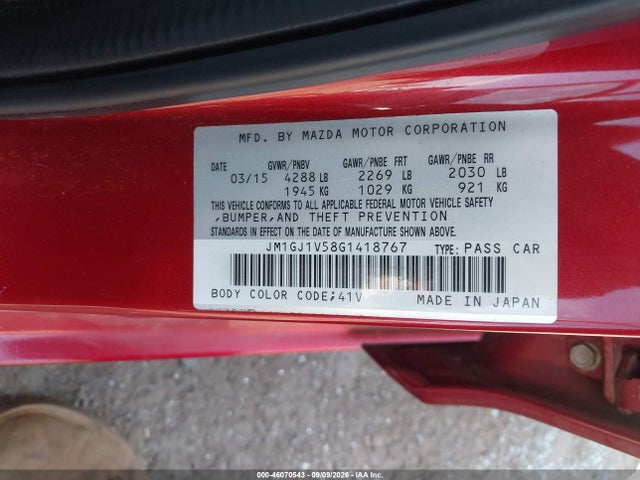 Aukcja sprzedaży 2016 Mazda Mazda6 I Touring, vin: JM1GJ1V58G1418767, numer aukcji: 46070543
