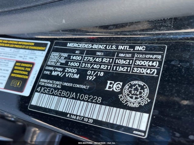 2018 Mercedes-benz Amg Gle 43 Coupe 4matic მანქანა იყიდება აუქციონზე, vin: 4JGED6EB0JA108228, აუქციონის ნომერი: 46070564