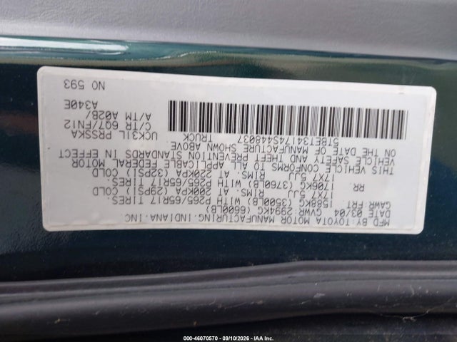 Продажа на аукционе авто 2004 Toyota Tundra Sr5 V8, vin: 5TBET34174S448037, номер лота: 46070570