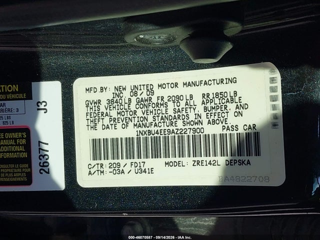 Продажа на аукционе авто 2010 Toyota Corolla S, vin: 1NXBU4EE9AZ227900, номер лота: 46070587
