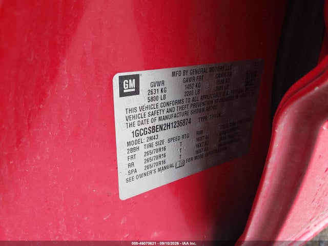 Продаж на аукціоні авто 2017 Chevrolet Colorado Wt, vin: 1GCGSBEN2H1236874, номер лоту: 46070621