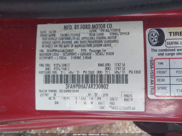Продажа на аукционе авто 2010 Ford Fusion Se, vin: 3FAHP0HA7AR230802, номер лота: 46070623