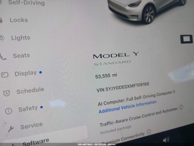 Aukcja sprzedaży 2021 Tesla Model Y Standard Range Rear-wheel Drive, vin: 5YJYGDEDXMF109168, numer aukcji: 46070643
