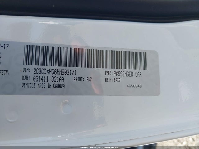 Aukcja sprzedaży 2017 Dodge Charger Sxt Rwd, vin: 2C3CDXHG6HH603171, numer aukcji: 46070705