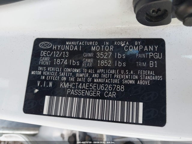Aukcja sprzedaży 2014 Hyundai Accent Gls, vin: KMHCT4AE5EU626788, numer aukcji: 46070759